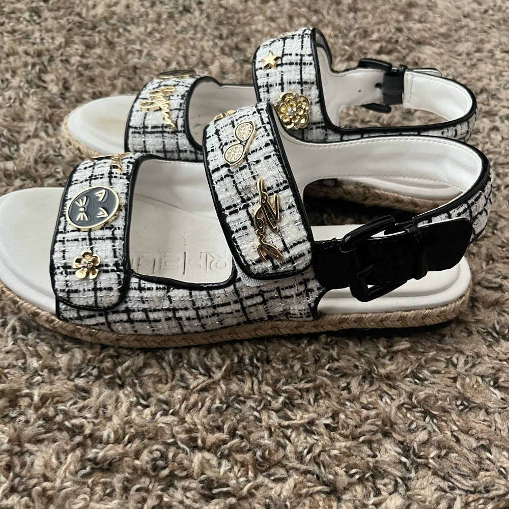 Karl Lagerfeld Black and White Charley Sandals